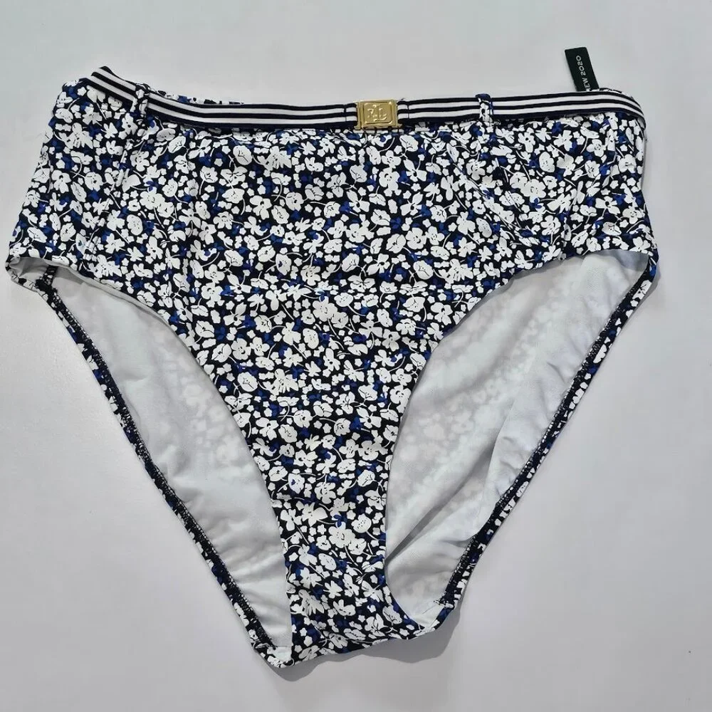 Lauren Ralph Lauren Floral Belted High-Waist Bikini Bottoms - Picture 5 of 10